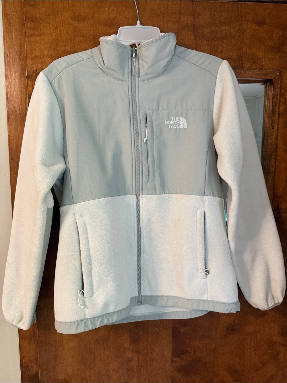 The North Face Two-Tone Light Gray and Off-White Fleece Jacket